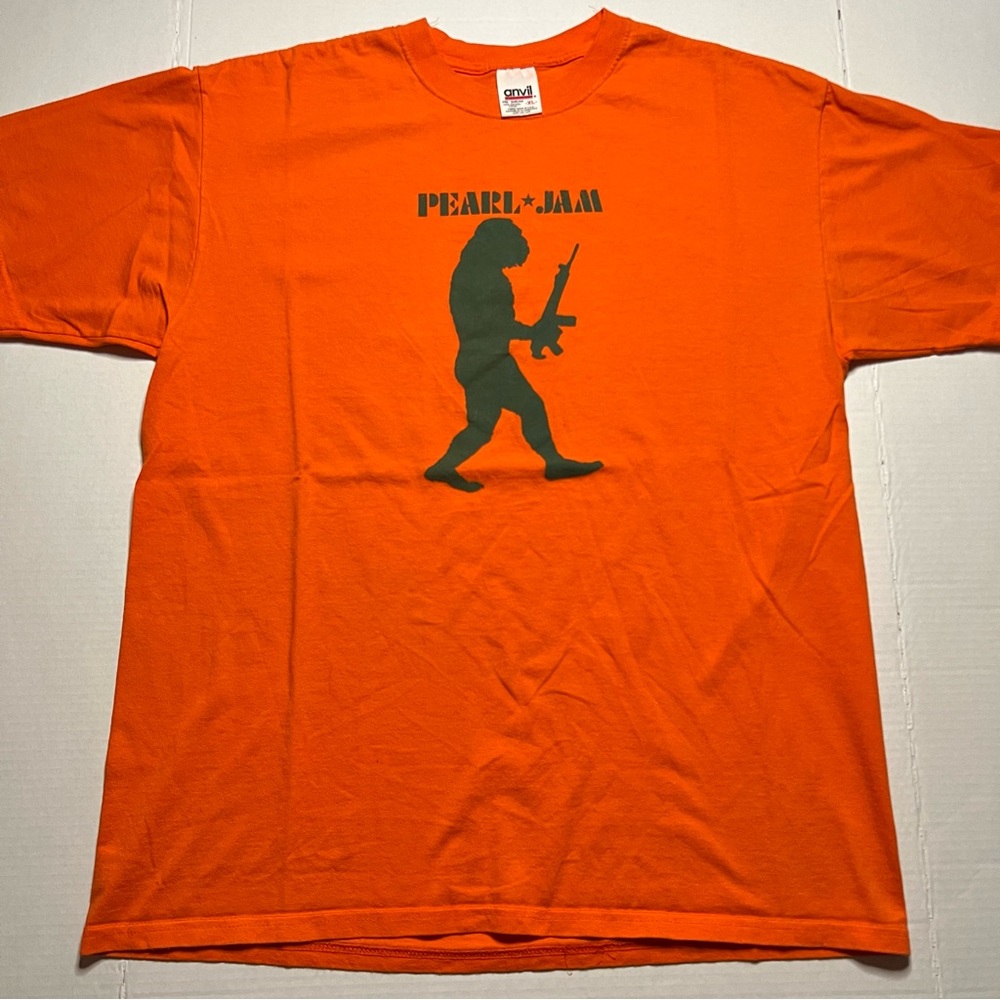 Vintage Pearl Jam Ape Man Shirt Adult Extra Large Orange Tour Promo Concert